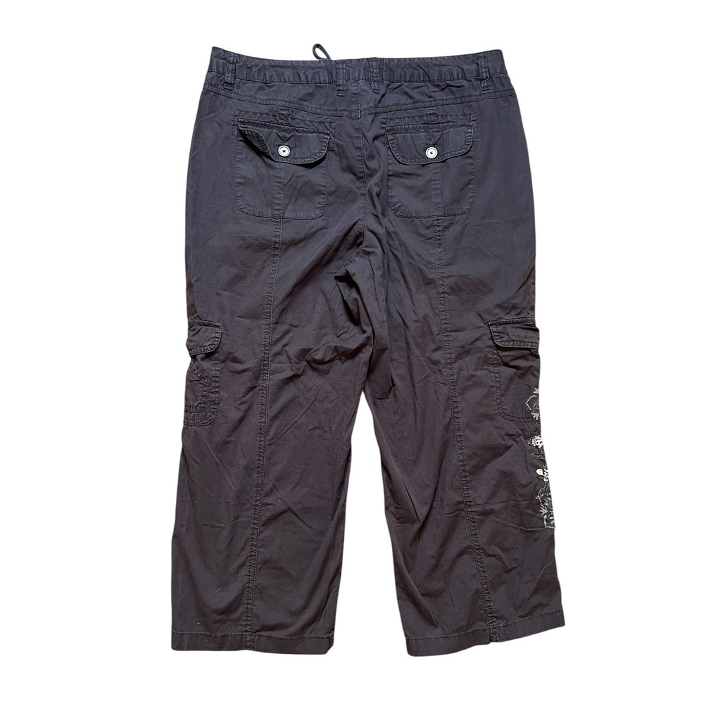 Style & Co Women's Embroidered Capri Cargo Pants Size 10 Casual Drawstring Y2K - Picture 3 of 9